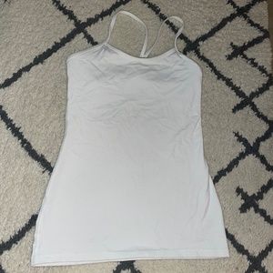 LULULEMON white authentic shirt with bra inserted (muscle tee)